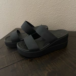 Women’s size 7 black platform slip-on crocs - worn once